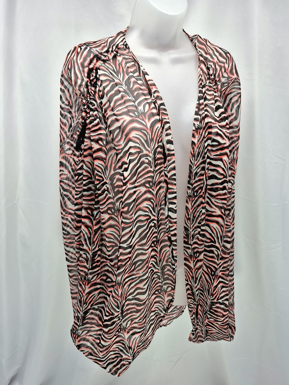 NWOT Steve Madden Pink Zebra Sheer Swim Cover-Up Kimono O/S Y2K Beach Glam Chic